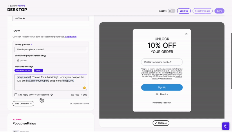 Collect dates in popups gif