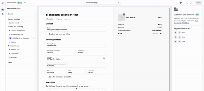 Customize tagline at checkout