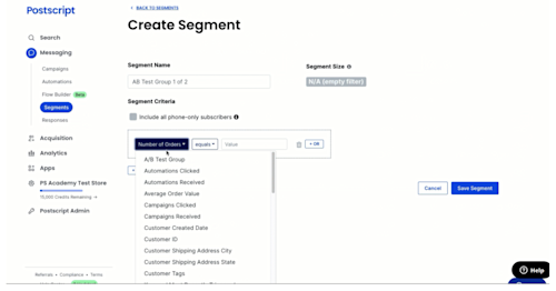 Postscript A/B testing tools